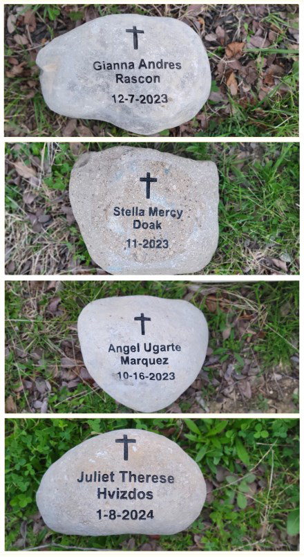 Custom Cut Limestone Flat Marker, Baby Rocks