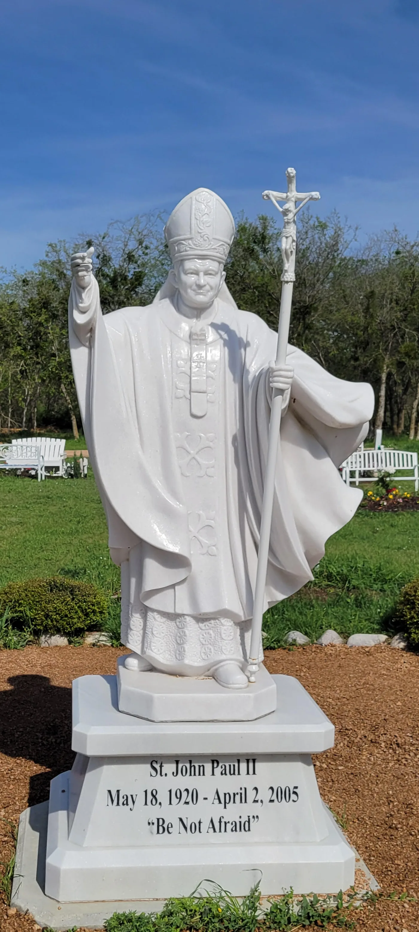 St. John Paul II statue crafted by local artists at Our Lady of the Rosary Cemetery